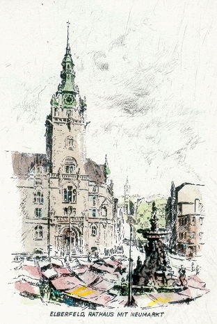 Wuppertal, Elberfeld, Rathaus mit Neumarkt